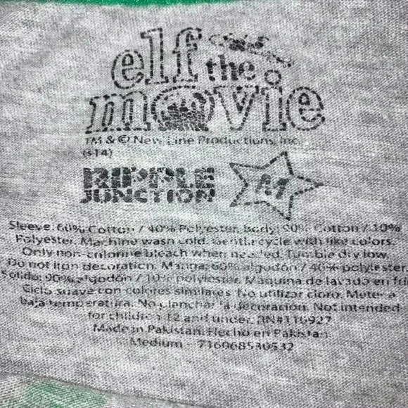 ELF movie 3/4 sleeve jersey tee  size Medium Exc Con OMG SANTA - Picture 4 of 6